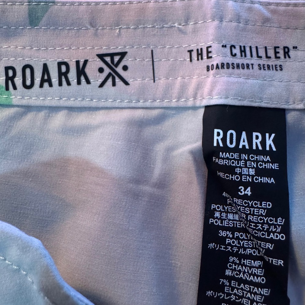 ROARK Chiller de Palmas Hemp Blend Board Shorts Palm Print Size 34 - Picture 4 of 10